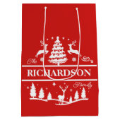 Rode Kerstmis gepersonaliseerde familienaam | Vaka Medium Cadeauzakje (Achterkant)