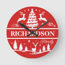 Rode Kerstmis gepersonaliseerde familienaam | Vaka Ronde Klok