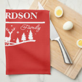 Rode Kerstmis gepersonaliseerde familienaam | Vaka Theedoek (Quarter Fold)