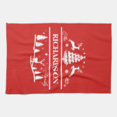 Rode Kerstmis gepersonaliseerde familienaam | Vaka Theedoek (Horizontaal)