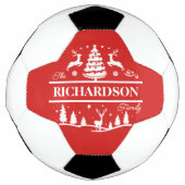 Rode Kerstmis gepersonaliseerde familienaam | Vaka Voetbal (Voorkant)