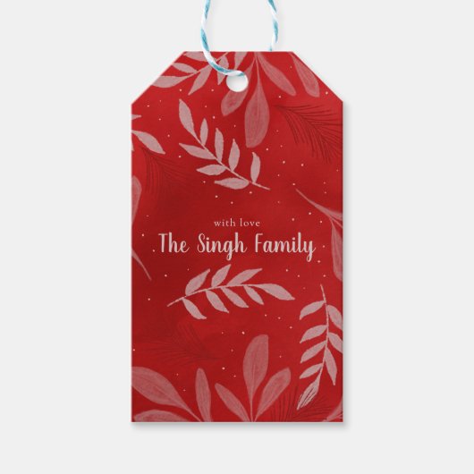 Rode Kerstmis Gift Bag Cadeaulabel (Voorkant)