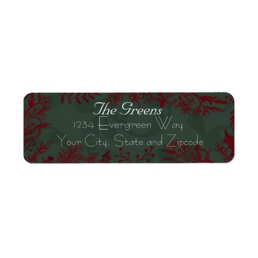 Rode Kerstmis groen op groene achtergrond Etiket (Voorkant)