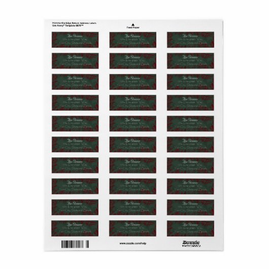 Rode Kerstmis groen op groene achtergrond Etiket (Full Sheet)