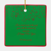 Rode Kerstmis Groene fotowensen Keramisch Ornament (Achterkant)