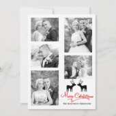 rode Kerstmis herten pasgetrouwden fotocollage Feestdagenkaart (Voorkant)