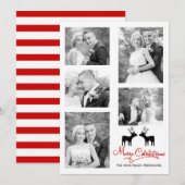 rode Kerstmis herten pasgetrouwden fotocollage Feestdagenkaart (Voorkant / Achterkant)