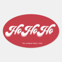 Rode Kerstmis Ho Ho Oval Stickers