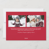 Rode Kerstmis Kalligrafie Script Eenvoudige 3 Foto Feestdagenkaart (Achterkant)