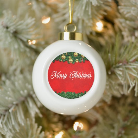 Rode Kerstmis Keramische Balornament Bal Ornament (Boom)