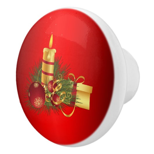 Rode Kerstmis Keramische Knop (Rechts)