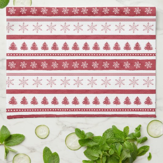 Rode Kerstmis - Keukenhanddoeken (Gevouwen)