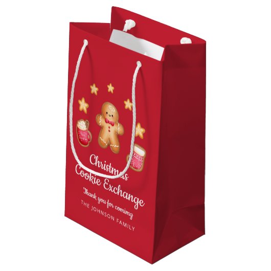 Rode Kerstmis Koekjesuitwisseling Schattige Ginger Klein Cadeauzakje (Achterkant Gekanteld)