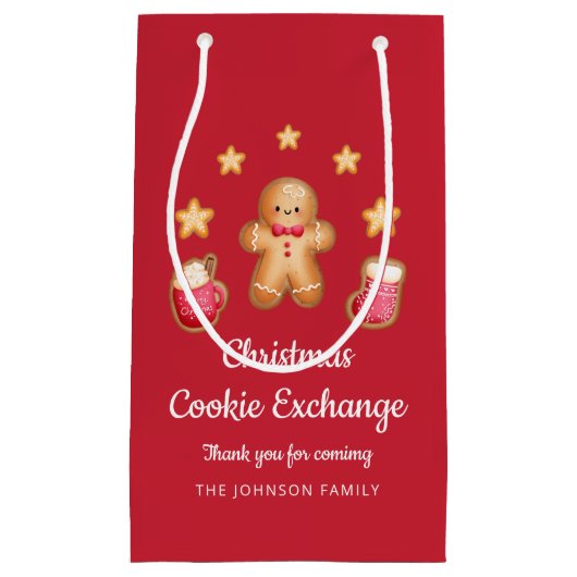 Rode Kerstmis Koekjesuitwisseling Schattige Ginger Klein Cadeauzakje (Voorkant)