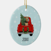 Rode Kerstmis met hond van Airedale Terrier Keramisch Ornament (Rechts)