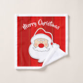 Rode Kerstmis met Kerstman Badhanddoek Set Bad Handdoek (Wasdoekje)