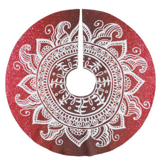 Rode Kerstmis met Santa Mandala Snowflake Lace Kerstboom Rok