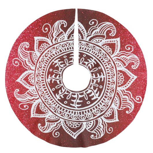 Rode Kerstmis met Santa Mandala Snowflake Lace Kerstboom Rok (Voorkant)