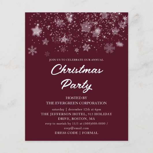 Rode Kerstmis Party Budget Uitnodiging (Voorkant)