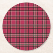 Rode Kerstmis Plaid Drank Coasters Ronde Kartonnen Onderzetter (Voorkant)