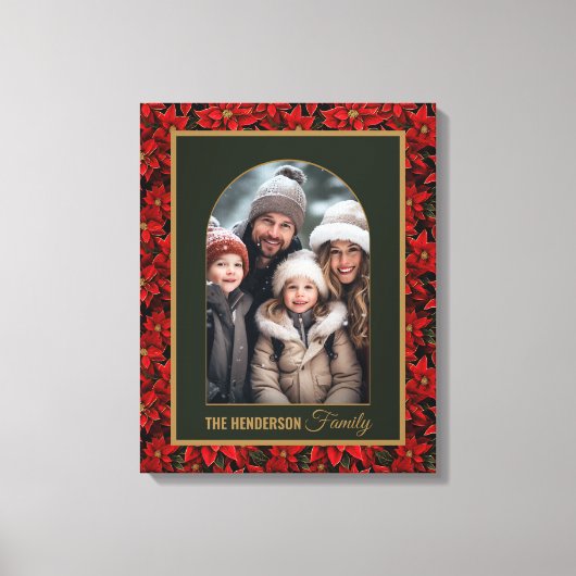 Rode Kerstmis Poinsettia Aangepaste Foto Canvas Afdruk (Voorkant)