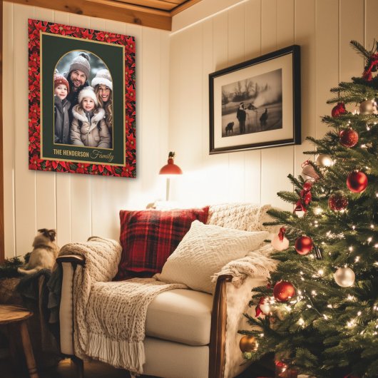 Rode Kerstmis Poinsettia Aangepaste Foto Canvas Afdruk