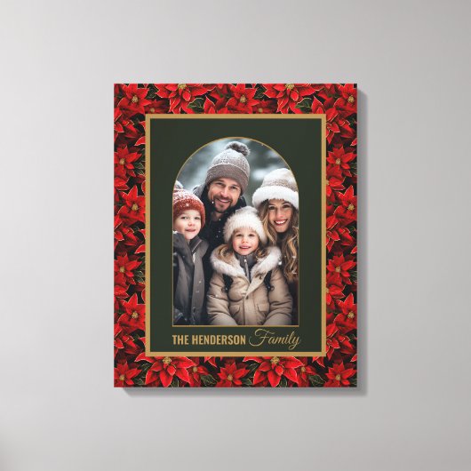 Rode Kerstmis Poinsettia Aangepaste Foto Canvas Afdruk (Voorkant)