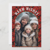 Rode Kerstmis Poinsettia Aangepaste Foto Feestdagenkaart (Voorkant)