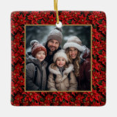 Rode Kerstmis Poinsettia Aangepaste Foto Keramisch Ornament (Voorkant)