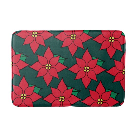 Rode Kerstmis, Poinsettia Bathroom Rug Badmat (Voorkant)