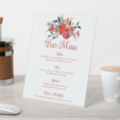 Rode Kerstmis Poinsettia Bloemen bruiloft Bar Menu Reclamebord Met Voetstuk (Insitu)
