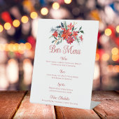 Rode Kerstmis Poinsettia Bloemen bruiloft Bar Menu Reclamebord Met Voetstuk