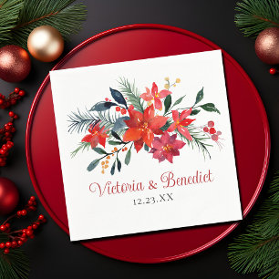 Rode Kerstmis Poinsettia Elegant Floral Wedding Servet