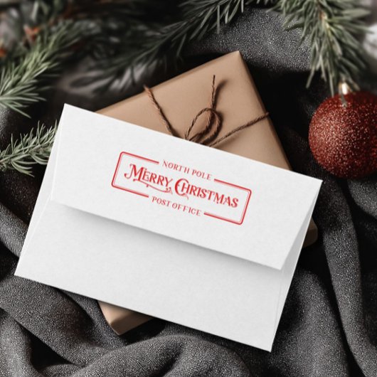 Rode Kerstmis Post Office Zelfinktende Stempel