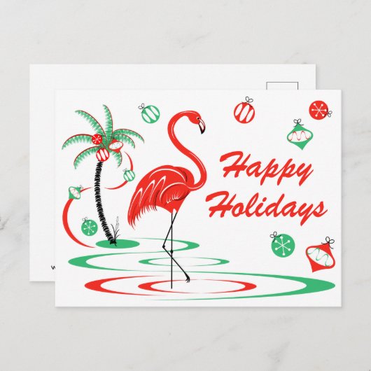 Rode Kerstmis Prettige feestdagen landschap Briefkaart (Voorkant / Achterkant)