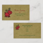 Rode Kerstmis Rendieren Seizoenen Groeten Visitekaartje (Voorkant / Achterkant)