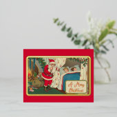  rode kerstmis rond kerstcadeautjes jongens folie feestdagen briefkaart (Staand Voorkant)