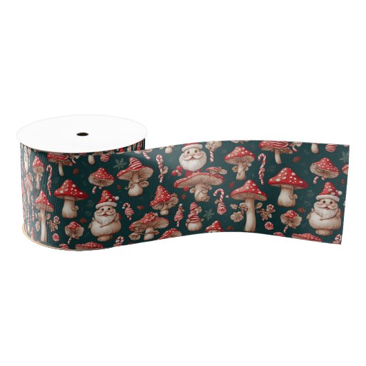Rode Kerstmis Santa Mushroom Grosgrain Lint (Spoel)