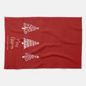 Rode Kerstmis Script 3 Bomen Eenvoudig Aangepast Theedoek (Horizontaal)