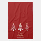 Rode Kerstmis Script 3 Bomen Eenvoudig Aangepast Theedoek (Verticaal)