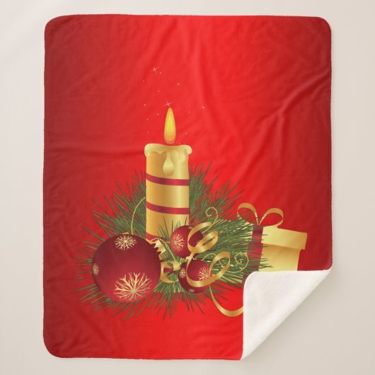 Rode Kerstmis Sherpa Deken (Voorkant)