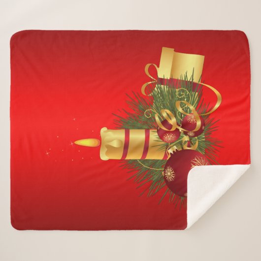 Rode Kerstmis Sherpa Deken (Voorkant (horizontaal))