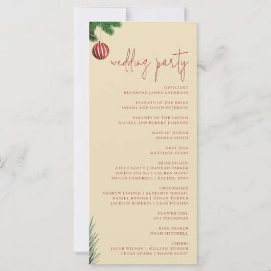 Rode Kerstmis Sneeuwvlokken Winter Bruiloft Progra (Achterkant)