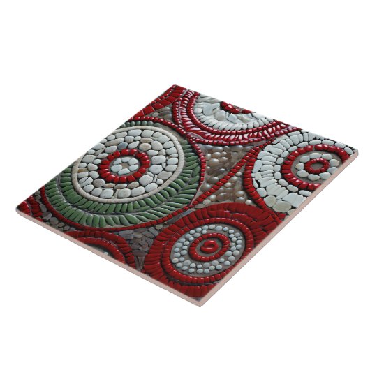 Rode Kerstmis spiraal patroon Tegeltje (Zijkant)