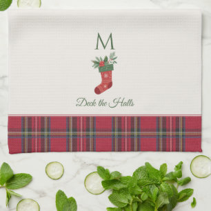 Rode Kerstmis Stocking Custom Monogram Kerstmis Theedoek