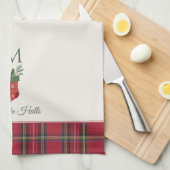 Rode Kerstmis Stocking Custom Monogram Kerstmis Theedoek (Quarter Fold)