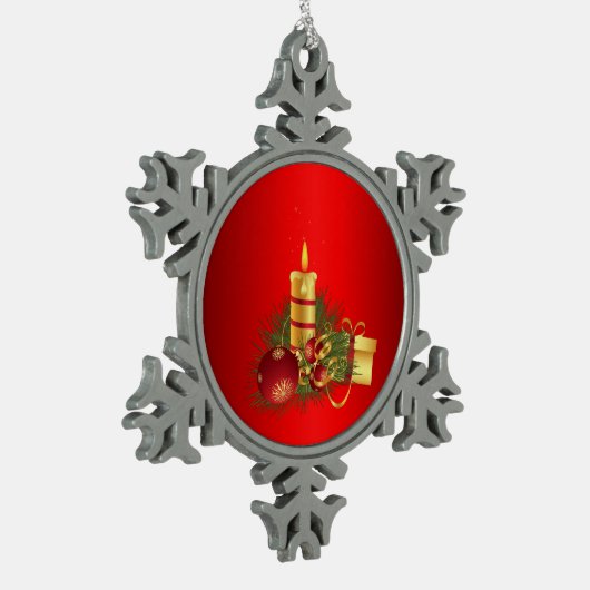 Rode Kerstmis Tin Sneeuwvlok Ornament (Links)