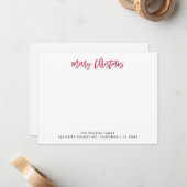 Rode Kerstmis Typografie Klassieke Familie Notitiekaartje (Voorkant / Achterkant in situ)