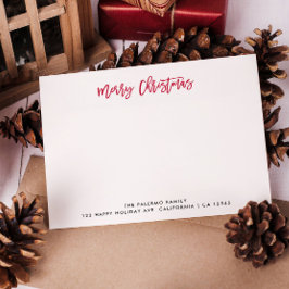 Rode Kerstmis Typografie Klassieke Familie Notitiekaartje