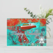 Rode Kerstmis van Rolls Royce #2 Feestdagenkaart (Staand voorkant)